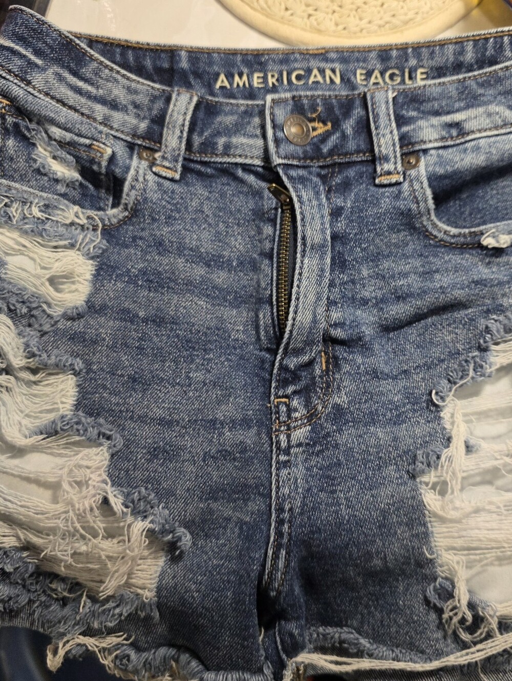 American Eagle Outfitters Distressed Light Blue Denim Jean Shorts